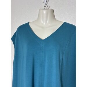 J. Jill Wearever Collection Maxi Dress Size LT, Teal, Lagenlook Cap Sleeve